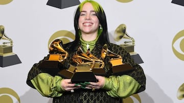 Billie Eilish en la 62&ordf; entrega de los Premios Grammy.