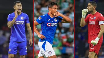 Cata, Corona y Romo en un partido de Cruz Azul