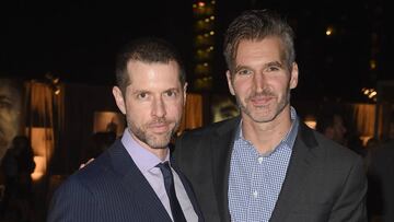 Dan Weiss y David Benioff en el prestreno de la séptima temporada de Juego de Tronos en Los Ángeles.