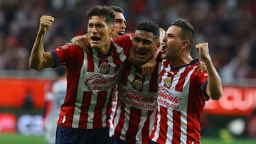 Jesus Orozco, Gilberto Sepulveda, Alan Torres of Guadalajara during the game Guadalajara vs Atlas, corresponding to second leg match of Quarterfinals of the Torneo Clausura 2023 of the Liga BBVA MX, at Akron Stadium, on May 14, 2023.
<br><br>
Jesus Orozco, Gilberto Sepulveda, Alan Torres de Guadalajara durante el partido Guadalajara vs Atlas, Correspondiente al partido de Vuelta de Cuartos de Final del Torneo Clausura 2023 de la Liga BBVA MX,en el Estadio Akron, el 14 de Mayo de 2023.