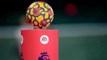 NORWICH, ENGLAND - DECEMBER 14: A view of the match ball ahead of the Premier League match between Norwich City  and Aston Villa at Carrow Road on December 14, 2021 in Norwich, England. (Photo by Stephen Pond/Getty Images)