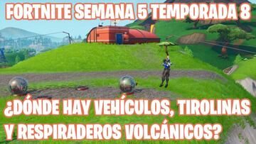 Fortnite Battle Royale - Desaf&iacute;o de la Semana 5 de la Temporada 8: Usa un respiradero volc&aacute;nico, una tirolina y un veh&iacute;culo en la misma partida