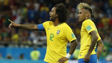 Rostov-on-don (Russian Federation), 17/06/2018.- Neymar (R) and Marcelo of Brazil react during the FIFA World Cup 2018 group E preliminary round soccer match between Brazil and Switzerland in Rostov-On-Don, Russia, 17 June 2018.
 
 (RESTRICTIONS APPLY: Ed