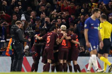 1-1. Messi celebró el gol del empate.