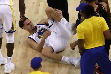 Klay Thompson, tras la lesión del primer partido de las Finales contra los Cleveland Cavaliers.