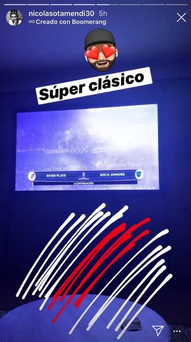 Otamendi festejó el triunfo de River sobre Boca desde Manchester