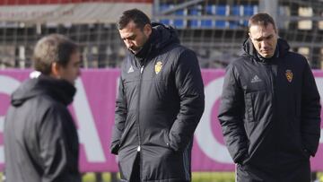 Agn&eacute;, en el entrenamiento de ayer del Zaragoza. 