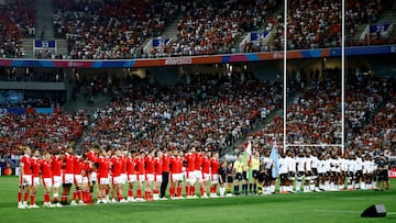Rugby Union - Rugby World Cup 2023 - Pool C - Wales v Fiji - Matmut Atlantique, Bordeaux, - September 10, 2023 General view as the players line up before the match REUTERS/Stephane Mahe