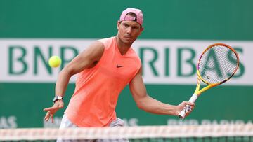 Rafa Nadal, durante un entrenamiento en Montecarlo.