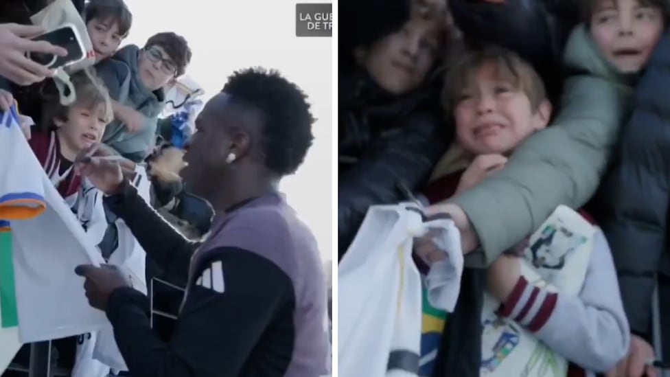 Os va a poner los pelos de punta: vean el detalle de Vinicius con un niño que no podía parar de llorar