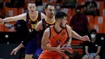 Elazulgrana Víctor Claver en su último partido de esta temporada, frente al Valencia en Euroliga, el pasado 13 de octubre.
