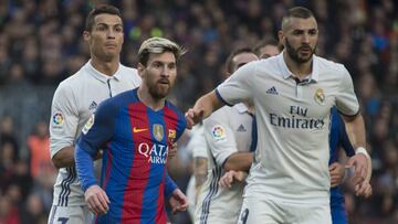 Cristiano Ronaldo, Messi y Benzema, en el Clásico de la primera vuelta.