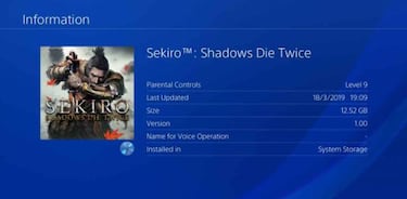 Sekiro: Shadows Die Twice tendrá un parche día 1 de 3.67 GB