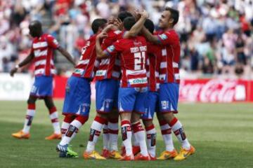 Los jugadores celebran el 1-0 de Mainz. 