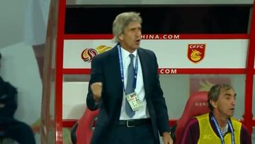 El eufórico festejo de Pellegrini en los 4 goles del Hebei chino