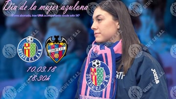 Cartel de la campa&ntilde;a del Getafe &#039;D&iacute;a de la Mujer Azulona&#039;. 