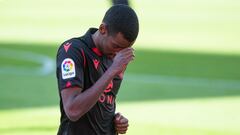 Celebrate score of Alexander Isak of Real Sociedad during LaLiga, football match played between Sevilla Futbol Club and Real Sociedad at Ramon Sanchez Pizjuan Stadium on January 9, 2021 in Sevilla, Spain.
 AFP7 
 09/01/2021 ONLY FOR USE IN SPAIN