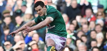 Jonny Sexton of Ireland sucessfully kicks a penalty during the Ireland v Scotland Six Nations rugby championship game at Aviva Stadium on March 10, 2018 in Dublin, Ireland. (