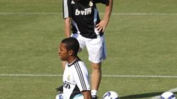Robinho en un entrenamiento del Madrid.