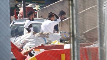 Los jugadores del Valencia en el asado. 