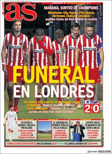 "Funeral en Londres"... las portadas deportivas de hoy