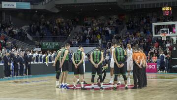 El Joventut, ante el Madrid, en el minuto de silencio por la muerte de Kobe Bryant.