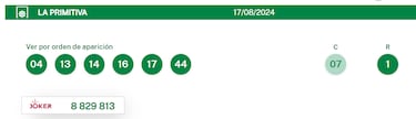 La Primitiva: comprobar los resultados del sorteo de hoy, sábado 17 de agosto