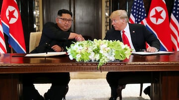 Donald Trump y Kim Jong-Un en la cumbre que mantuvieron en Singapur en junio de 2018.