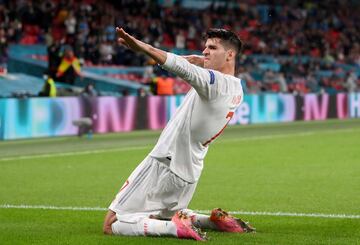 1-1. Álvaro Morata celebra el primer gol.