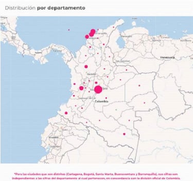Mapa de casos y muertes por coronavirus por departamentos en Colombia: hoy, 29 de octubre