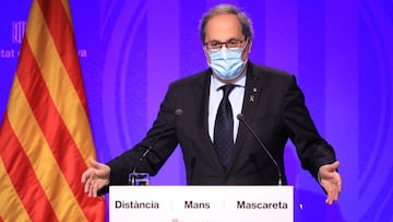 El presidente de la Generalitat, Quim Torra, en rueda de prensa en el Palau