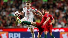 Soccer Football - Euro 2020 Qualifier - Group B - Portugal v Serbia - Estadio da Luz, Lisbon, Portugal - March 25, 2019  Serbia&#039;s Adem Ljajic in action with Portugal&#039;s Bernardo Silva     REUTERS/Rafael Marchante