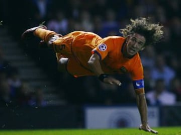 Im¨¢gen de Puyol en un partido ante el Gasgow Rangers. 23/10/2007
