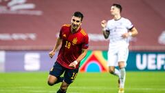 Ferran, el mejor de Espa&ntilde;a, celebra uno de sus tres goles a Alemania.