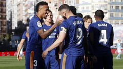 El Madrid celebra uno de los dos goles que anot&oacute; ante el Celta.