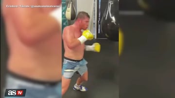 Canelo impresiona con sus golpes al saco de box