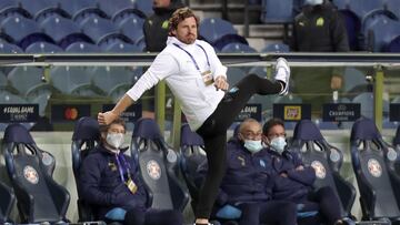 Marseille's head coach Andre Villas-Boas reacts during the Champions League group C soccer match between FC Porto and Olympique de Marseille at the Dragao stadium in Porto, Portugal, Tuesday, Nov. 3, 2020. (AP Photo/Luis Vieira)