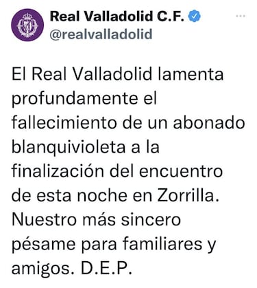 Fallece un aficionado en Zorrilla en el choque ante el Mirandés
