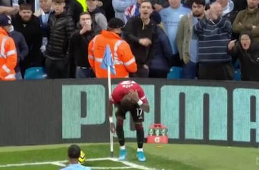 Manchester City fans bombard United players with objects