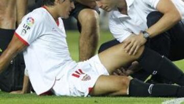 <b>ROTURA FIBRILAR</b>. El argentino sintió un pinchazo en la cara posterior del muslo y tuvo que abandonar el partido en la primera mitad.