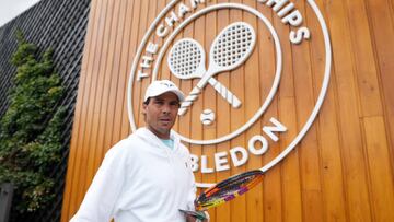 Rafael Nadal on his way to a practice session on day three of the 2022 Wimbledon Championships at the All England Lawn Tennis and Croquet Club, Wimbledon. Picture date: Wednesday June 29, 2022. (Photo by Zac Goodwin/PA Images via Getty Images)