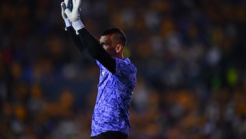 during the Semi-Final first leg match between Tigres UANL and Toluca as part of the Liga BBVA MX, Torneo Clausura 2025 at Universitario Stadium on May 14, 2025 in Monterrey, Nuevo Leon, Mexico.