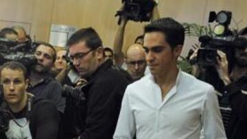 <b>HACE 6 SEMANAS. </b>Dos meses después de su positivo en el Tour, Contador lo hizo público en esta rueda de prensa (29 de septiembre). Y es hoy cuando empieza a juzgarse.