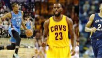 Kevin Durant, LeBron James y Anthony Davis.