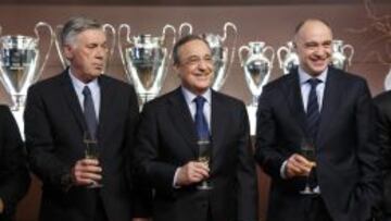 Ancelotti, Florentino Pérez y Pablo Laso.