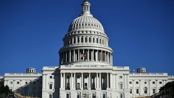 (FILES) In this file photo taken on November 9, 2020 The presidential inaugural platform is under construction in front of the US Capitol as part of the West Front lawn is closed to the public on Capitol Hill in Washington, DC. - US President-elect Joe Bi