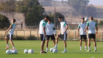 Albarrán, durante el entrenamiento de esta mañana
