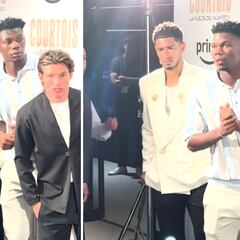 Bellingham's eye-catching outfit steals spotlight at Courtois documentary premiere.