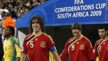 Puyol ejerció de capitán en el partido ante Suráfrica