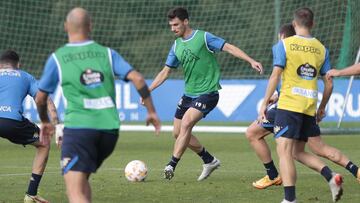 Jaime en un entrenamiento con el Deportivo.